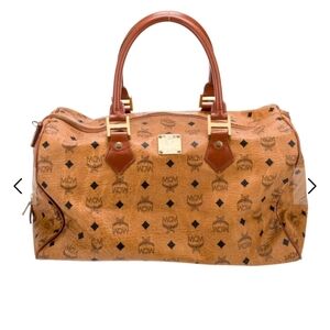 MCM Cognac Monogram Duffel Bag